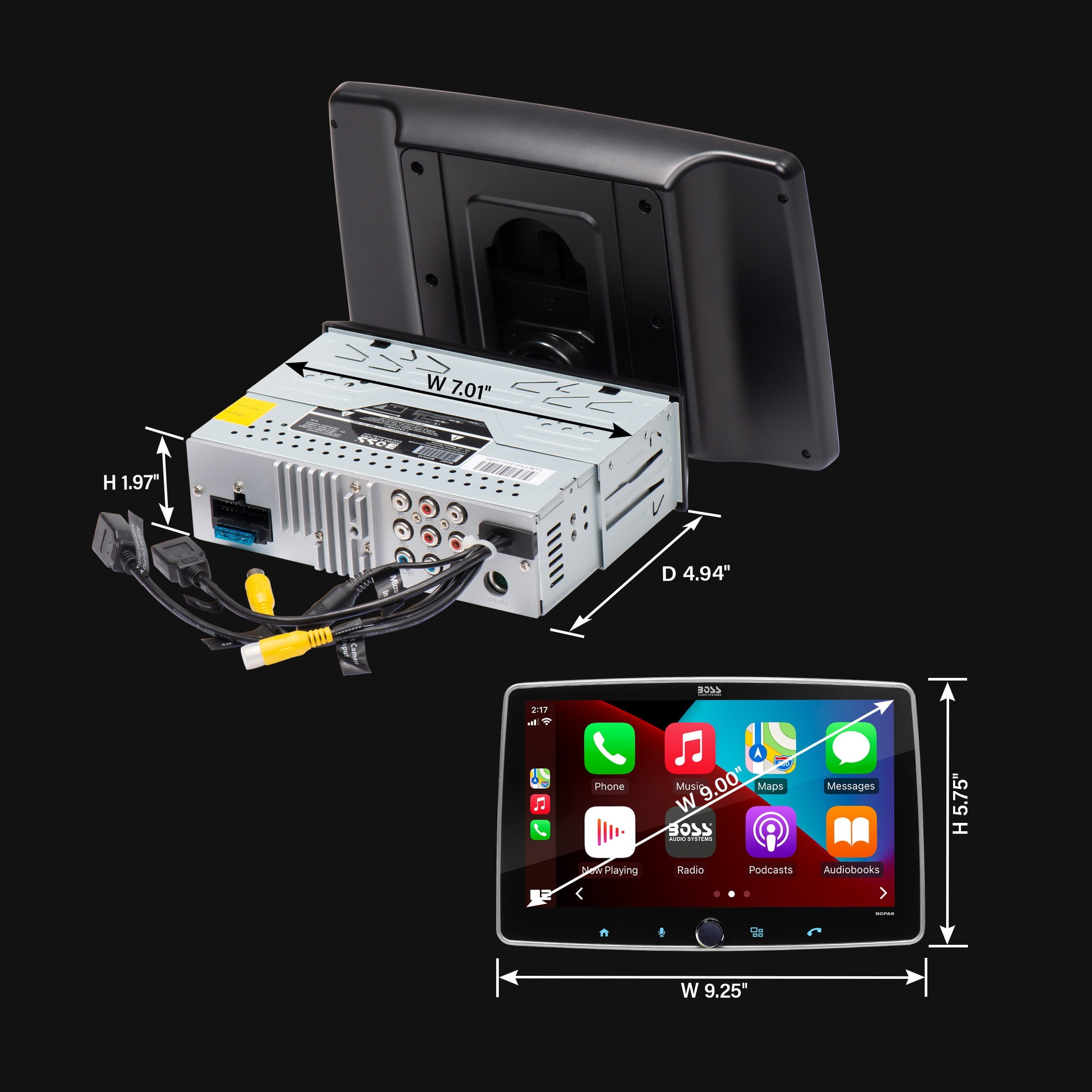 BOSS Audio Systems BCPA9 Apple CarPlay Android Auto 1 Din Car Stereo System