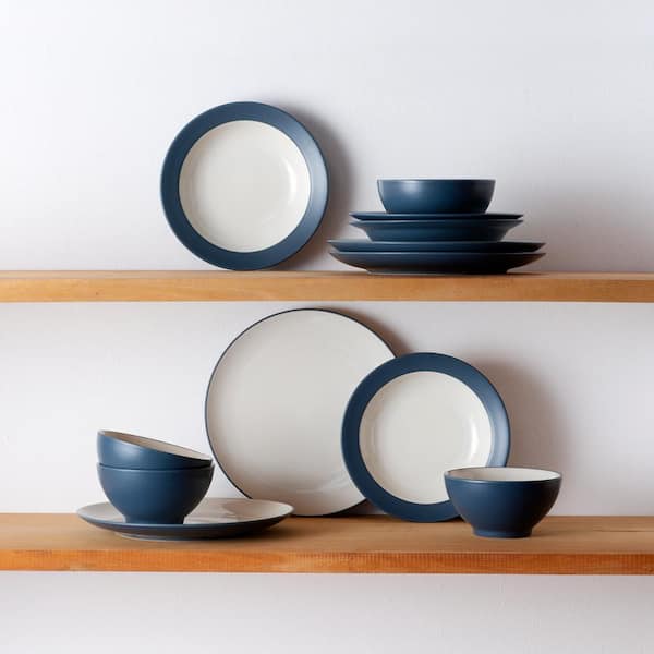 Colorwave Blue Stoneware 12-Piece Coupe Set, Service For 4
