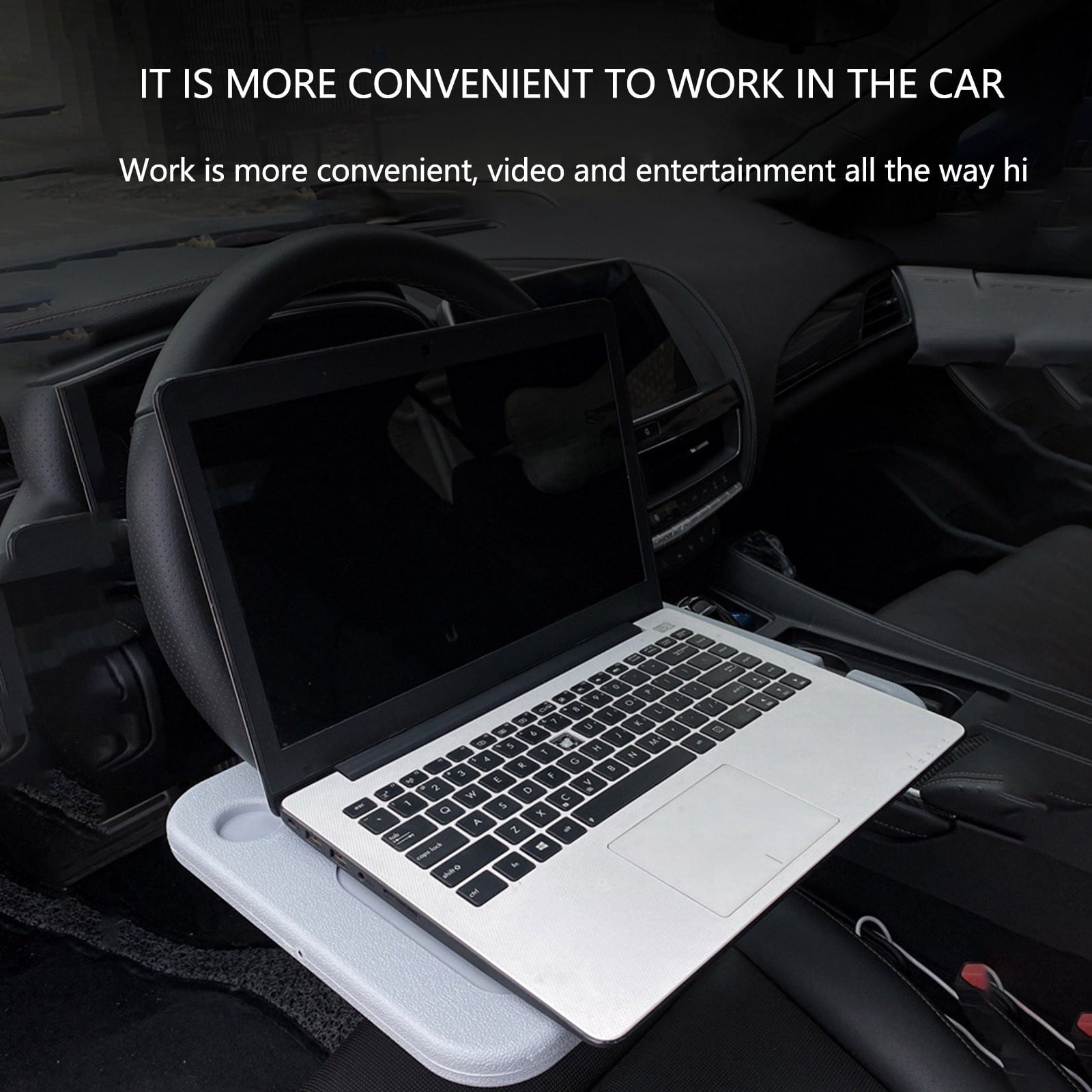 Dengmore Discoumt Car Mounted Small Table Car Steering Wheel Dining Table Car Multifunctional Dining Plate Writing Office Computer Notebook Support Black