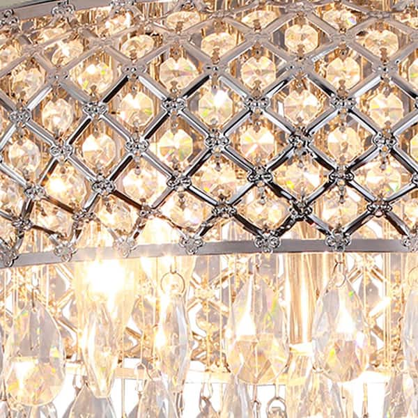 Jackson 5-Light 19.7 in. Chrome Flush Mount With Crystal Shade