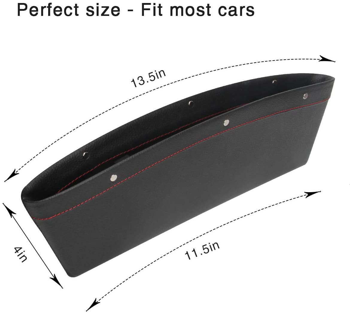Plutput 2 Pack Car Seat Gap Filler Organizer PU Leather Car Seat Console Pocket Storage Box for Phone, Cards, Keys, Sunglasses