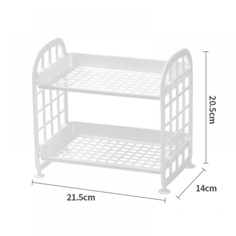 2 Tier Pure Plastic Freestanding Storage Racks Shelf Tower Durable Indoor Bathroom Garage