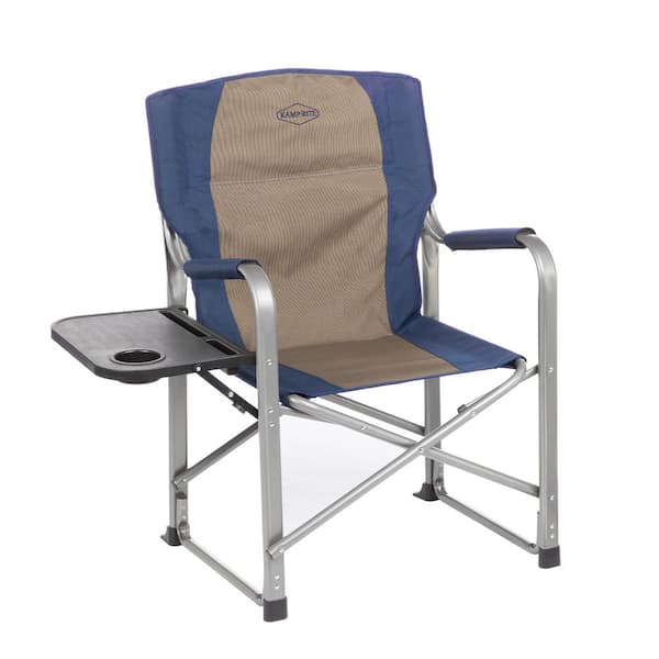 Outdoor Camping Director's Chair with Side Table, Navy & Tan (2-Pack)