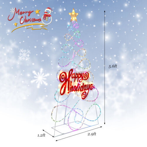 5.6FT Pre-lit Christmas Tree 6 Lighting Modes Indoor Outdoor Colorful Decoration