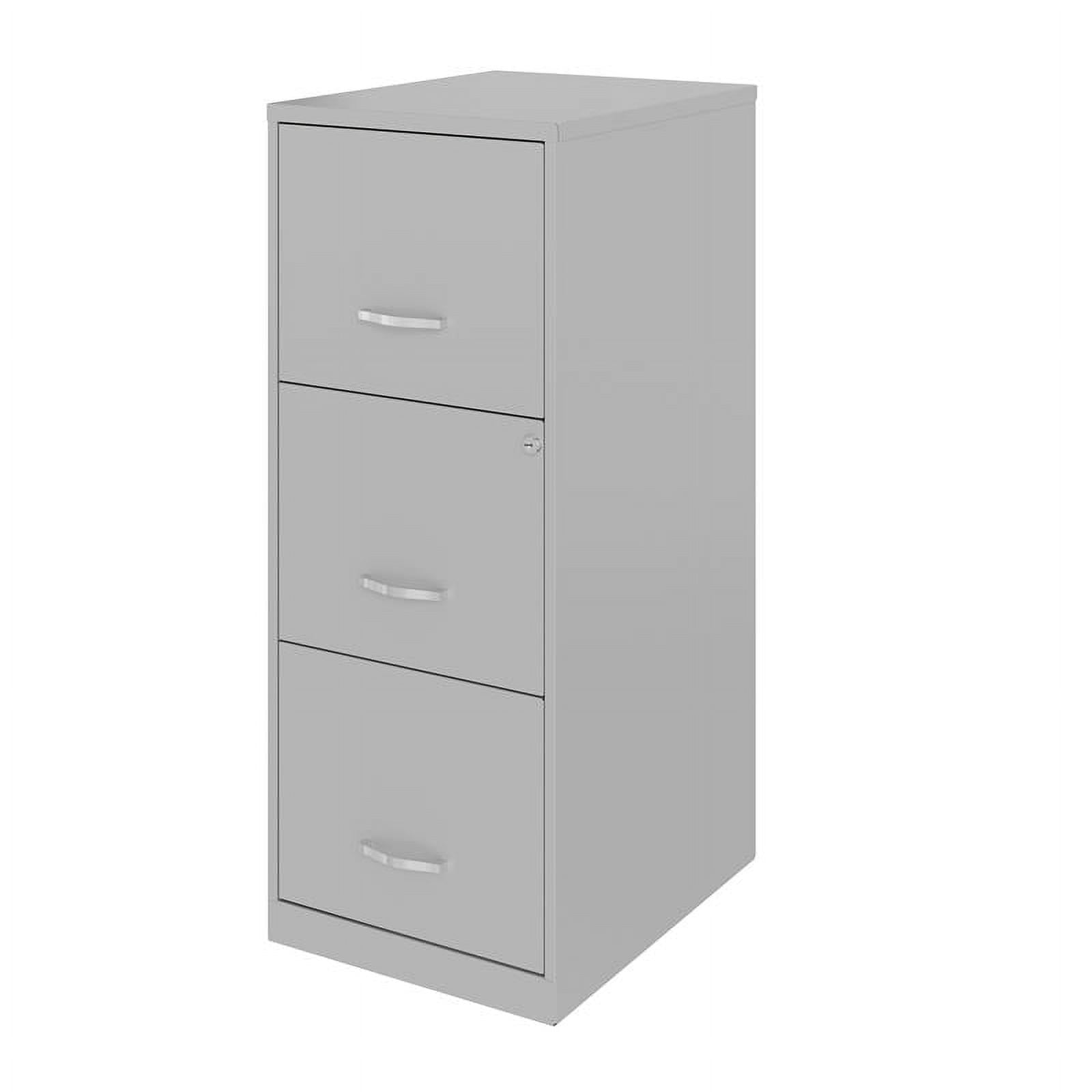 Space Solutions 3 Drawer Modern Metal Vertical File Cabinet with Lock in Silver