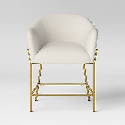 Gladden Barrel Counter Height Barstool Cream Boucle/Brass - Threshold