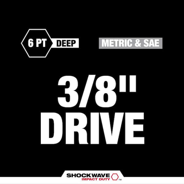 SHOCKWAVE 3/8 in. Drive SAE and Metric 6 Point Impact Socket Set (86-Piece)