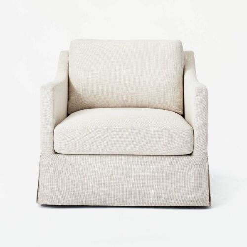Vivian Park Upholstered Swivel Chair Cream Plywood Frame Armchair-Style