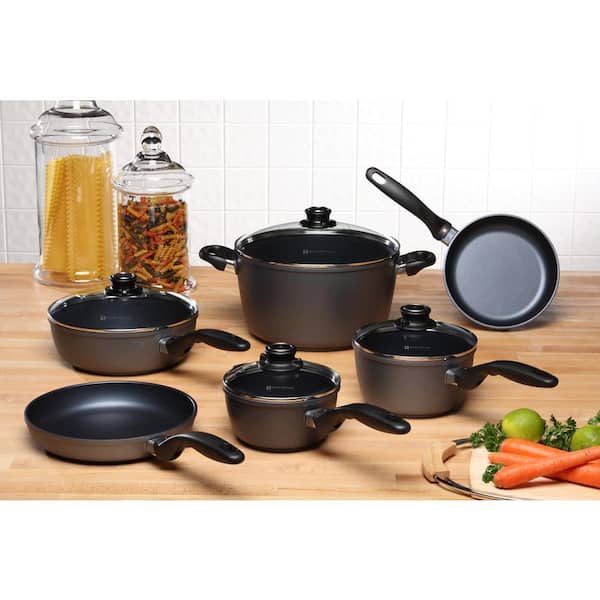 10 Piece Kitchen Cookware Set - HD Classic Nonstick Diamond Coated Aluminum Cookware Set