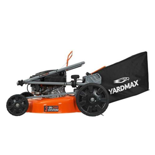YARDMAX Walk Behind Gas Push Mower Side Discharge Rear Bag Adjustable Height