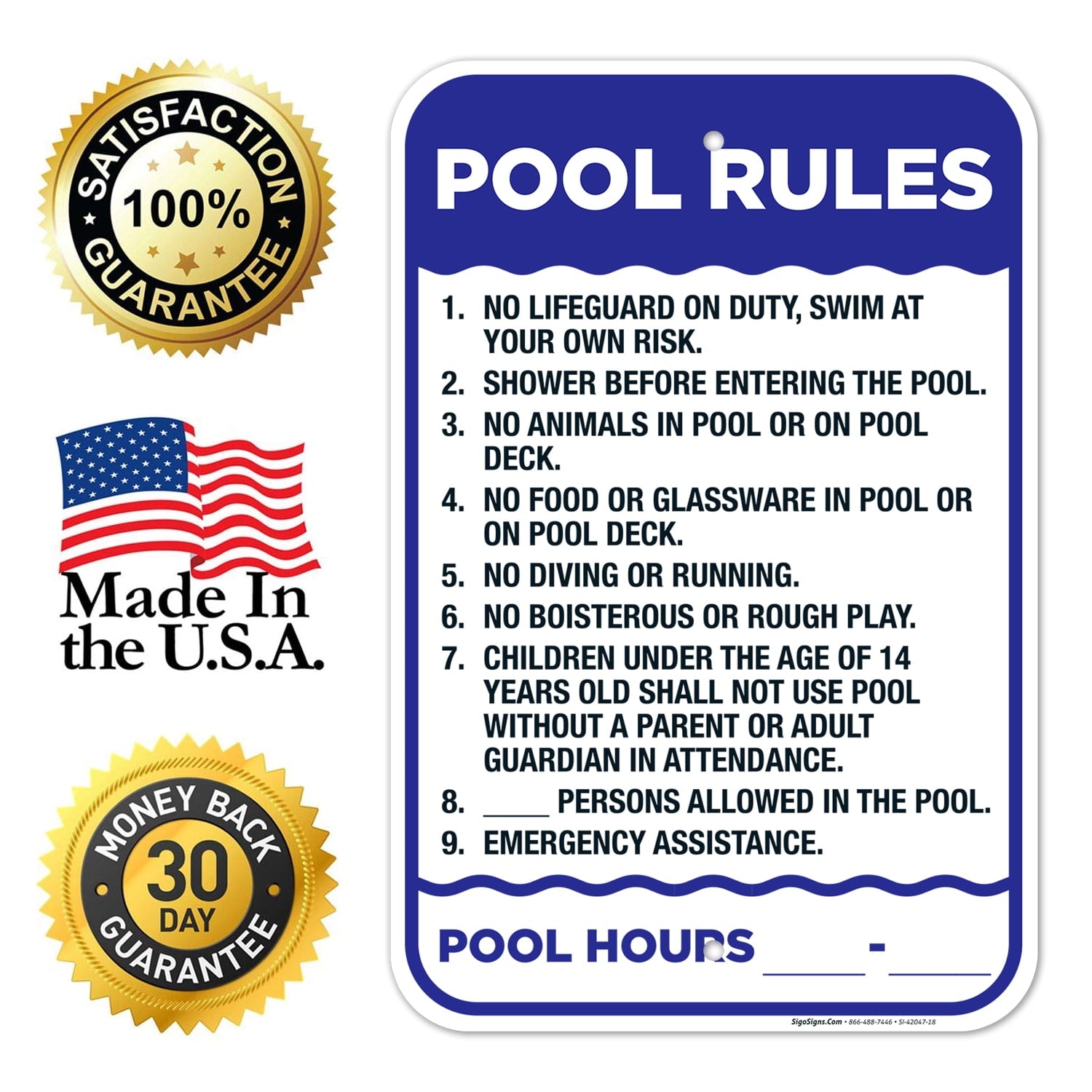 Pool Rules Sign,