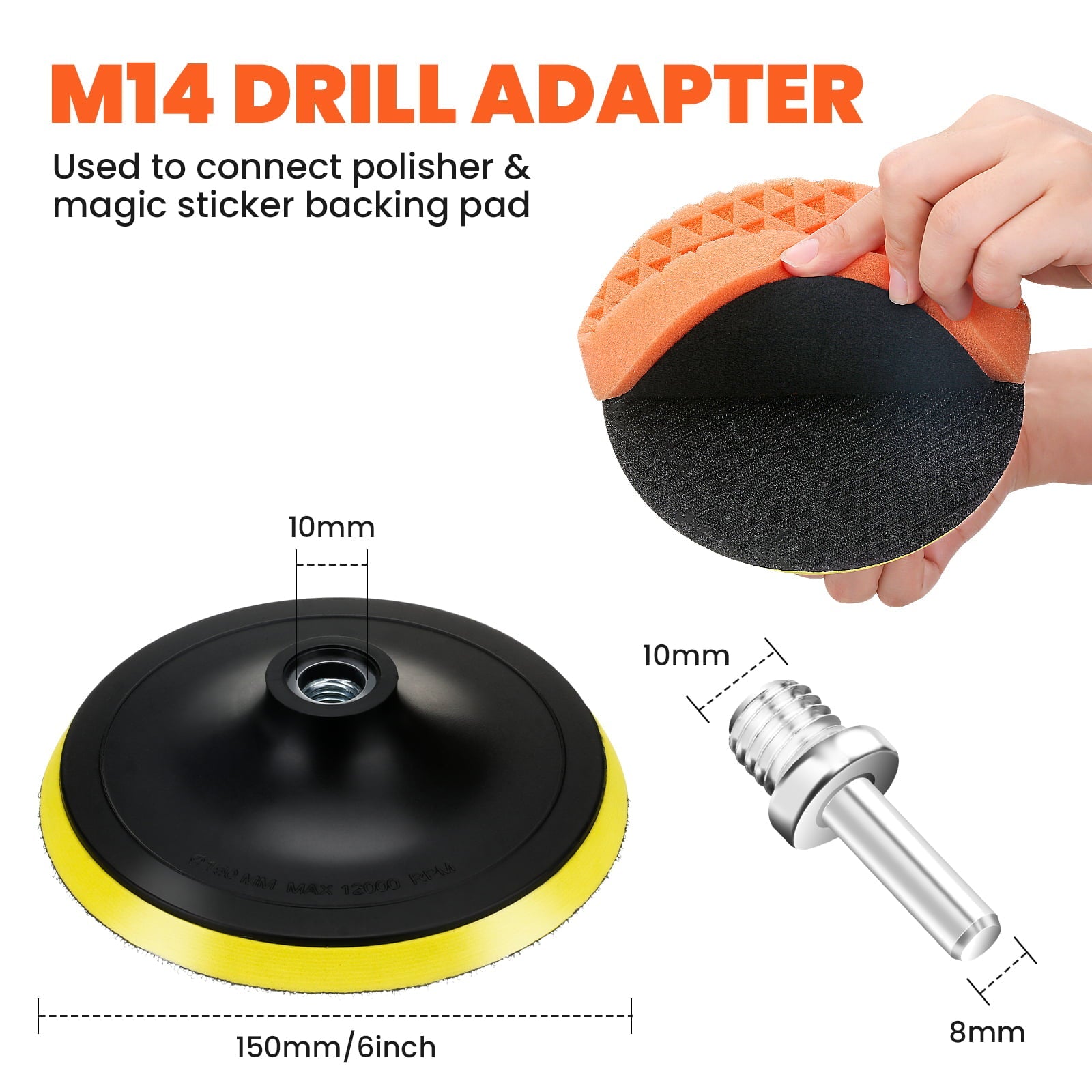 Buffing Polishing Pads, MATCC 8PCS 6 Inch Buffing Pads Kit, M14 Drill with Polishing Pads Kit for Car Buffer Polisher Compounding, Polishing and Waxing