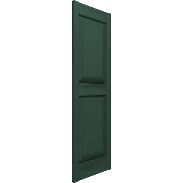 14.75 in. x 67 in. Raised Panel Vinyl Exterior Shutters Pair in Midnight Green