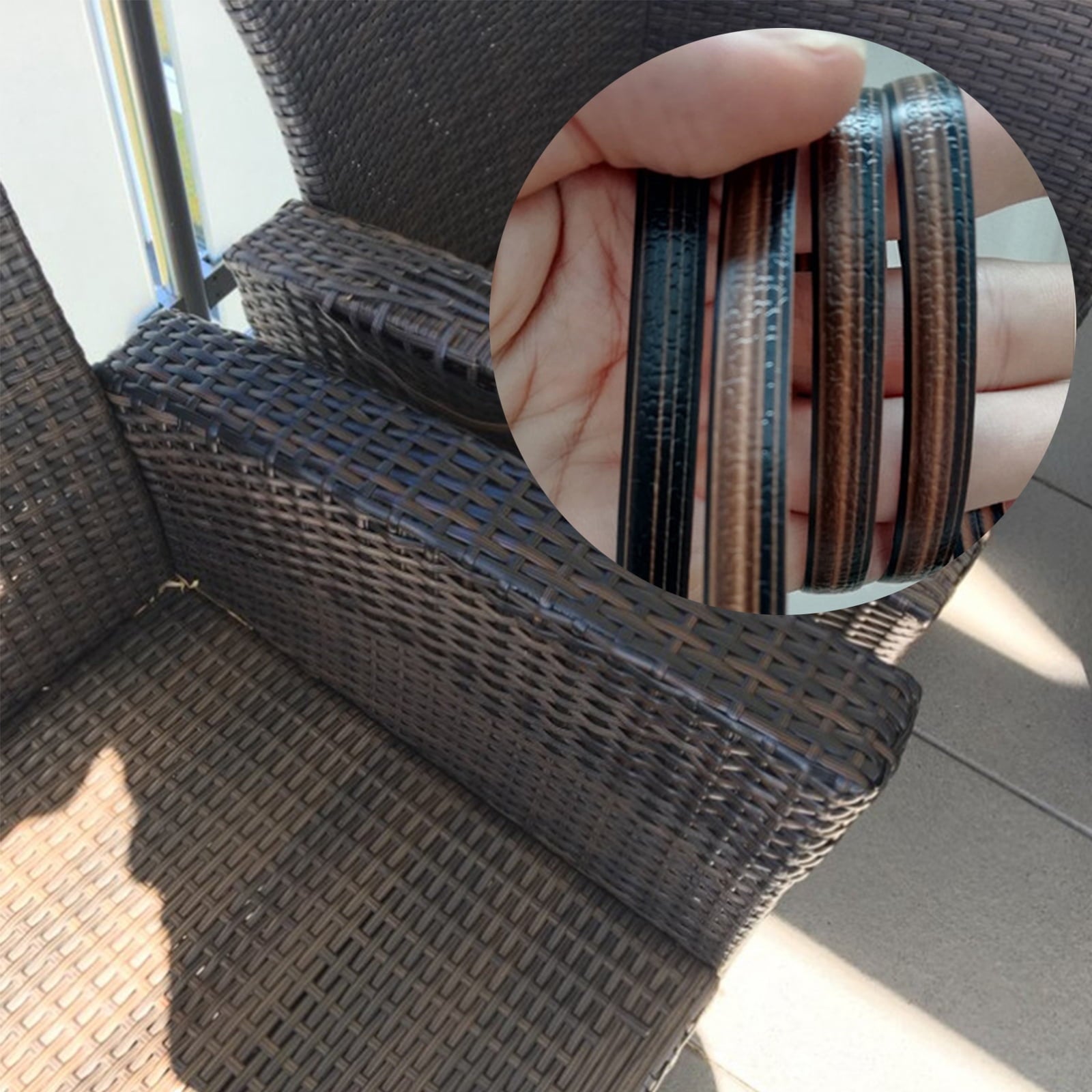 Furniture Wicker Repair Kit, 105ft High Strength Wicker Repair Supplies, Stuffygreenus Flat Rattan Material for Patio Chair Repair Flat Wicker Sofa Table Repair Replacement, 8mm width (Brown)