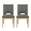 GDF Studio Parkey Contemporary Fabric Upholstered Dining Chairs, Set of 2, Deep Gray and Weathered Natural