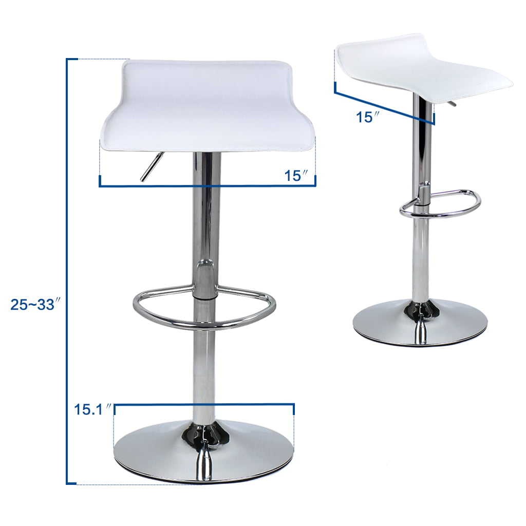 ELECWISH Set of 4 Adjustable Swivel Barstools, PU Leather with Chrome Base, Counter Height Hydraulic Pub Kitchen Counter Chairs, white
