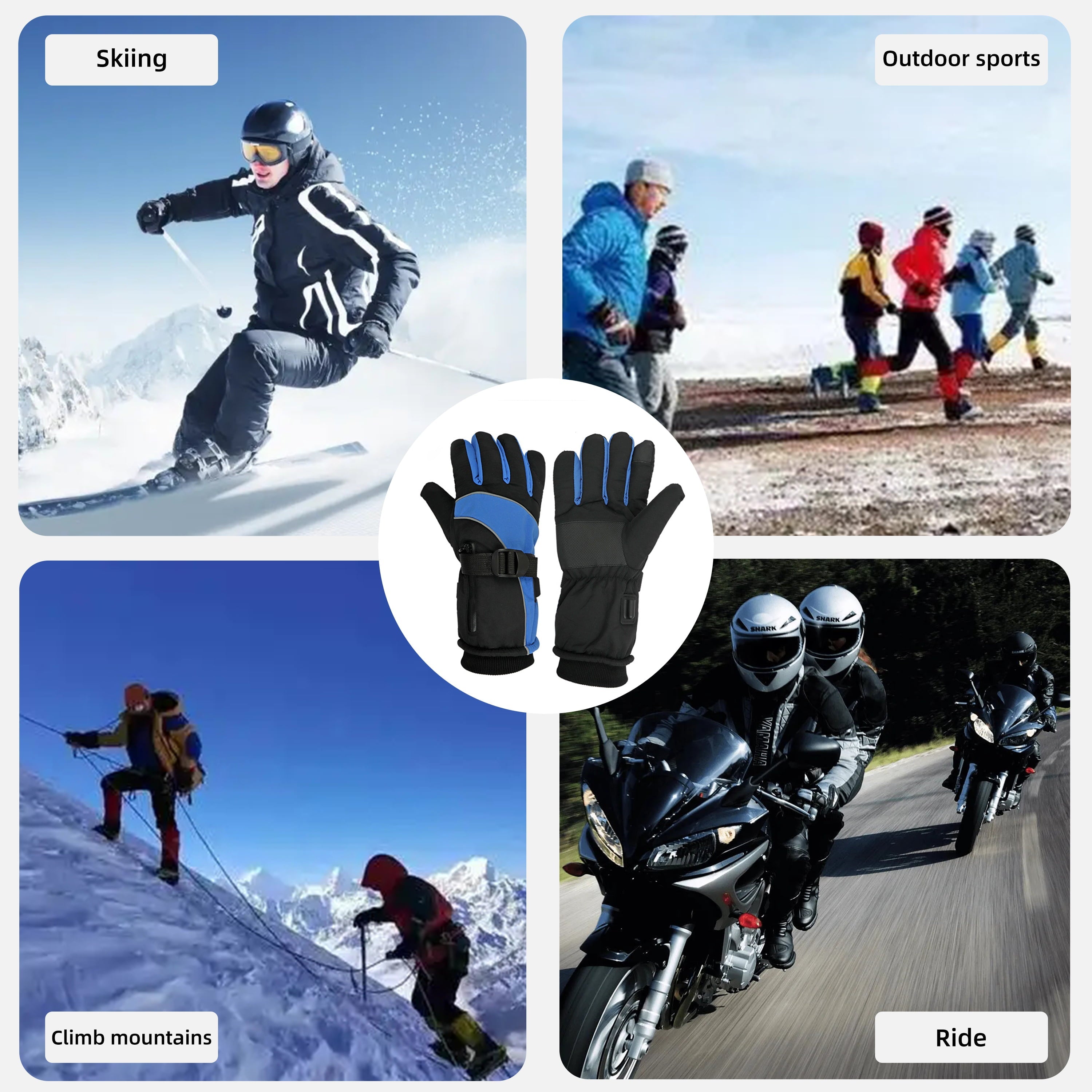 Electric Heated Gloves,WZCPCV Waterproof Heated Glove for Men,Touchscreen Gloves,Winter Motorcycle Glove for Winter,Adjustable Temperature Ski Gloves,Ski Gear/Snow Gloves,Blue