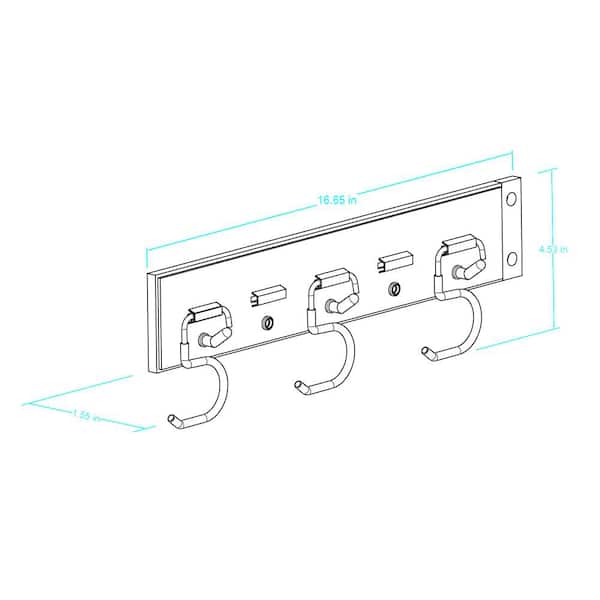 16 in. Wall-Mounted White Storage Tool Organizer
