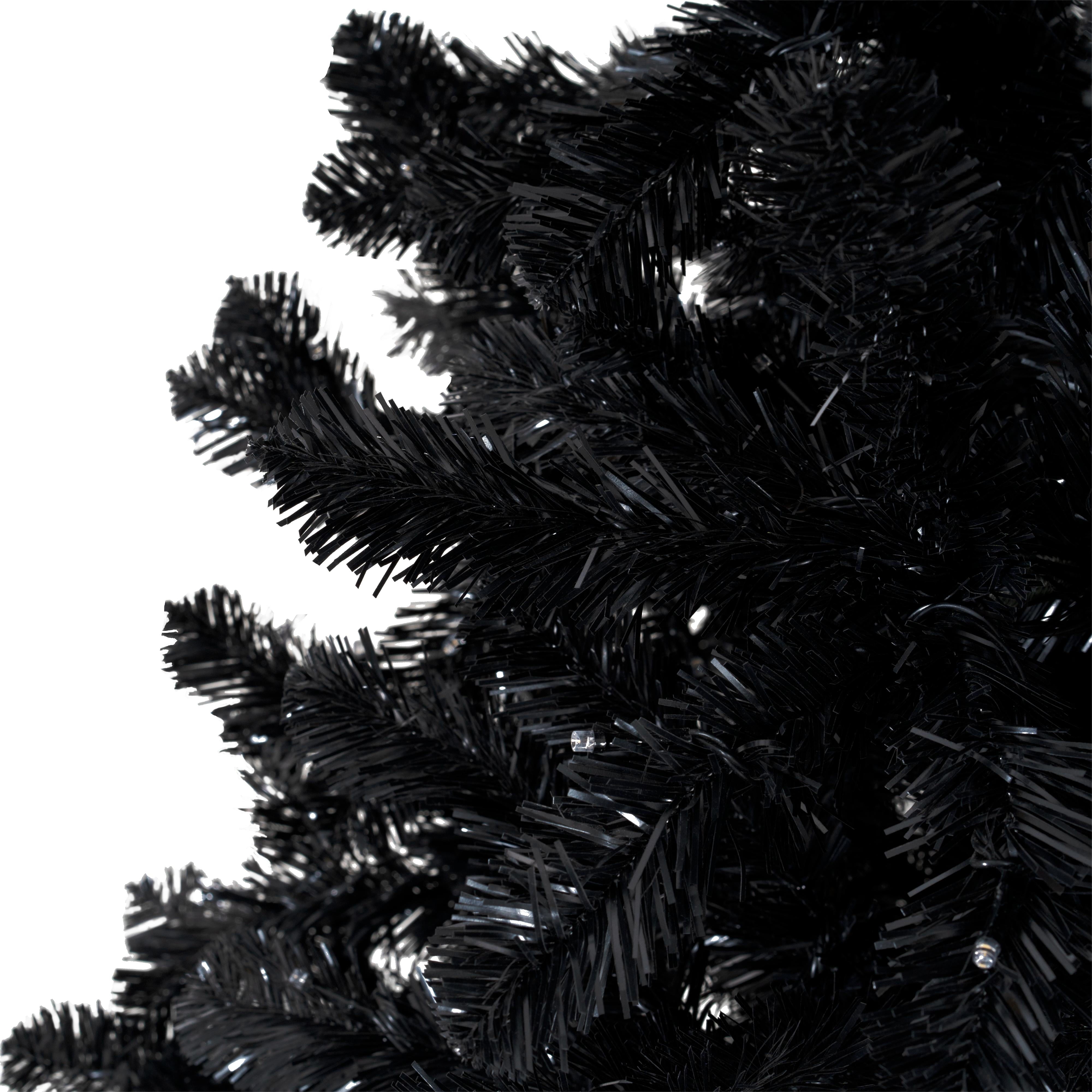 Black Christmas Tree Prelit, Realistic Dusky Artificial Christmas Tree with Lights-Color:Black,Height:7.5ft