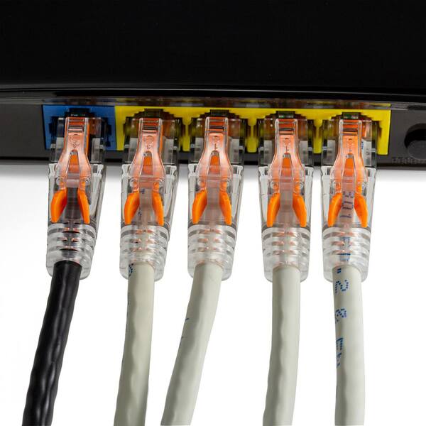 10 ft. Lockable CAT6 Patented Net-Lock Network RJ45 Patch Cable &Snaggles, 4-Light Gray Plus 1 Black, 5-Pack w/10 Insert