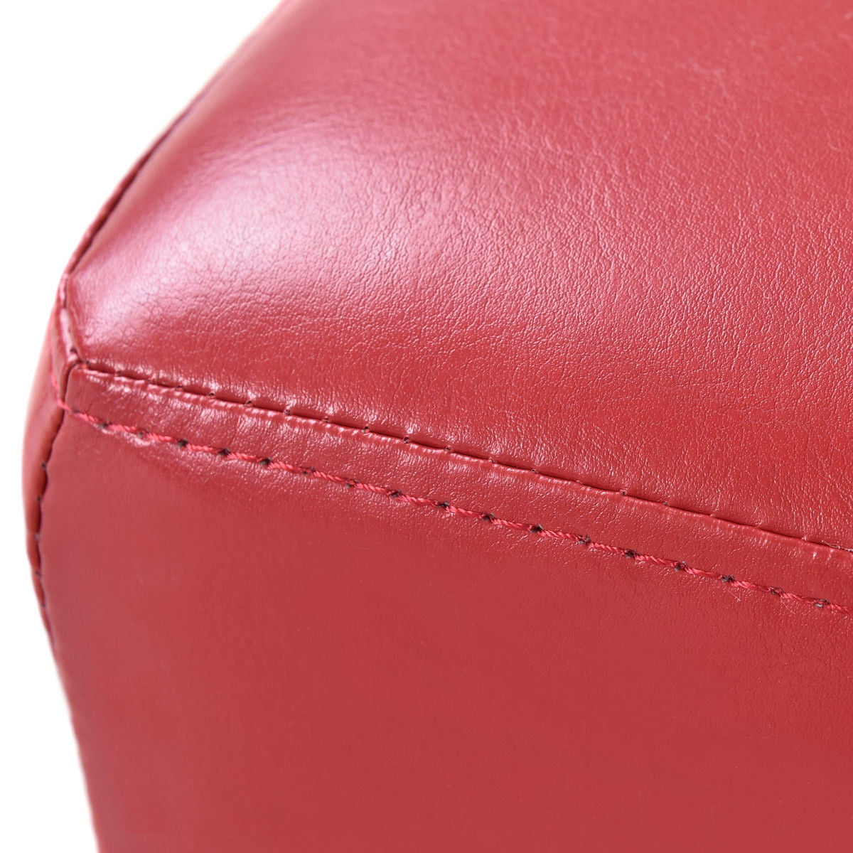 Costway Small Ottoman Footrest PU Leather Footstool Rectangular Seat Stool Red