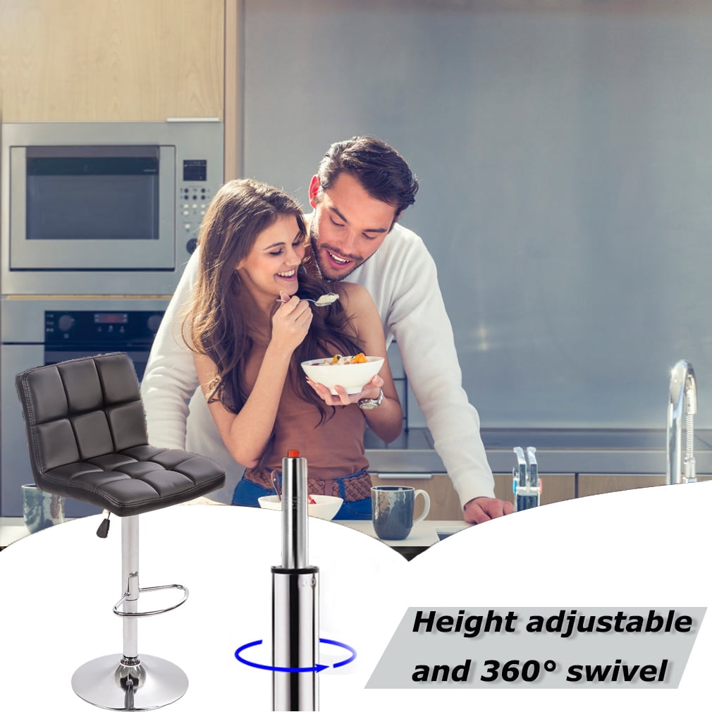 FDW Bar Stool with Swivel & Adjustable Height, Black, Set of 2