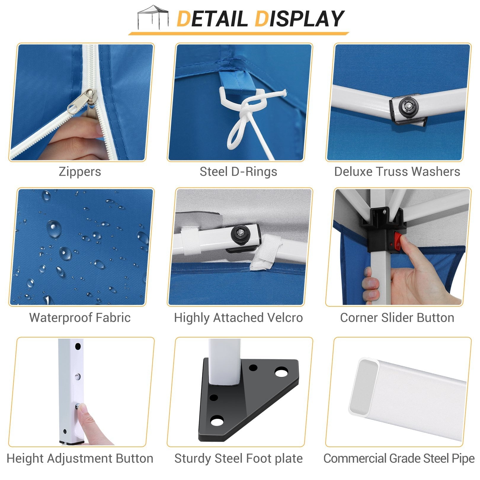 SANOPY 10x10 FT Pop Up Canopy Tent Anti-UV Waterproof Outdoor Instant Party Wedding Backyard Canopy Tent Shade Shelter for Beach Party Commercial Booth Gazebo, Blue