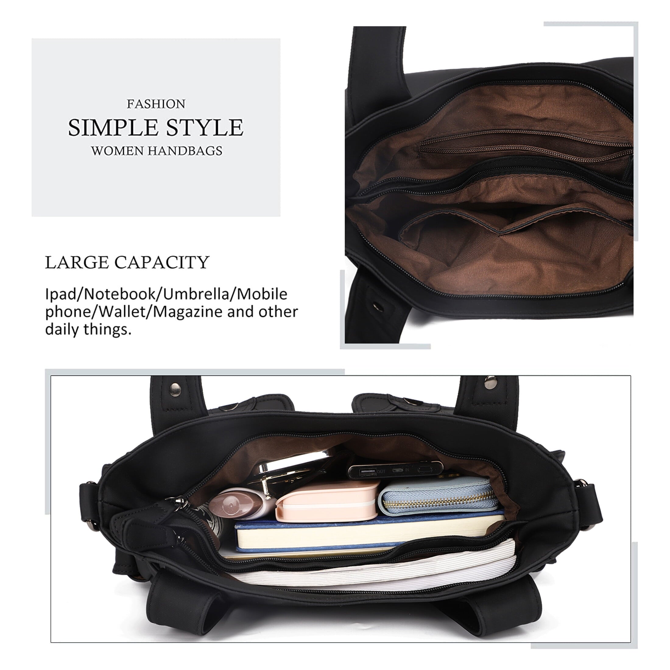 KL928 Women Large Purses and Handbags Shoulder Bag PU Leather Multi-Pocket Tote Bag Easter