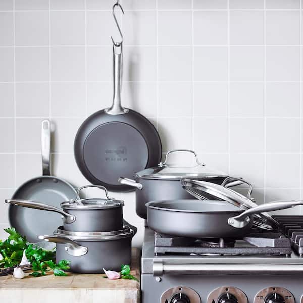 Chatham 10-Piece Hard-Anodized Aluminum Ceramic Nonstick Cookware Set in Gray