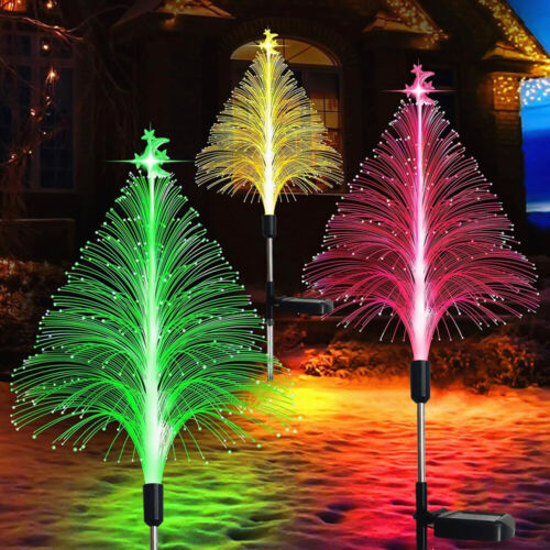 LED Solar Garden Lights 7 Color Changing Christmas Tree Lamp Outdoor Waterproof