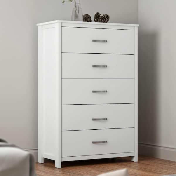 Layton 5-Drawer White Chest of Drawers (47.7 in. x 31.5 in. x 15.7 in.)