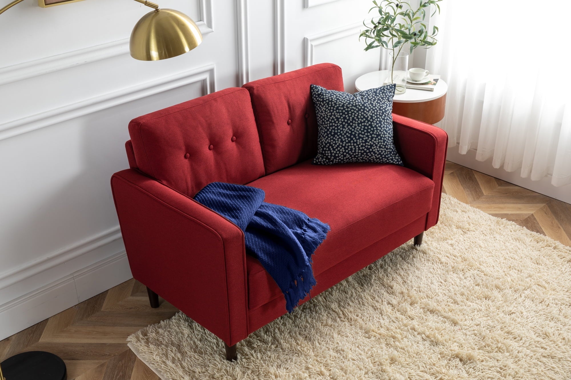 Zinus Mikhail 2-Seater Loveseat, Ruby Red