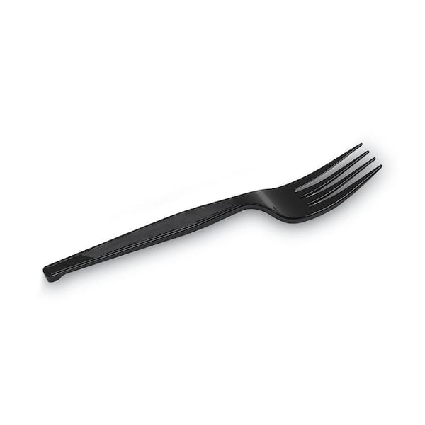 Black Disposable Polystyrene Heavy Mediumweight Forks and Sporks (1000-Per Case)