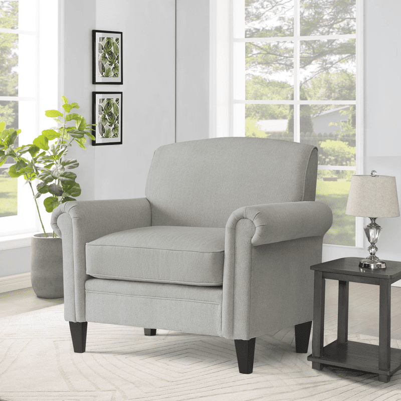 KOWO Upholstered Rolled Arm Accent Armchair gray