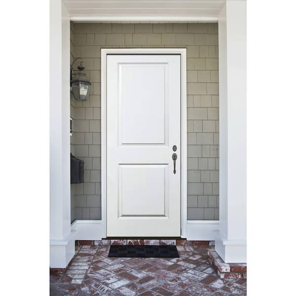 36 in. x 80 in. Element 2-Panel Square White Primed Steel Prehung Front Door with 36 in. Left-Hand Inswing & 6 in. Wall
