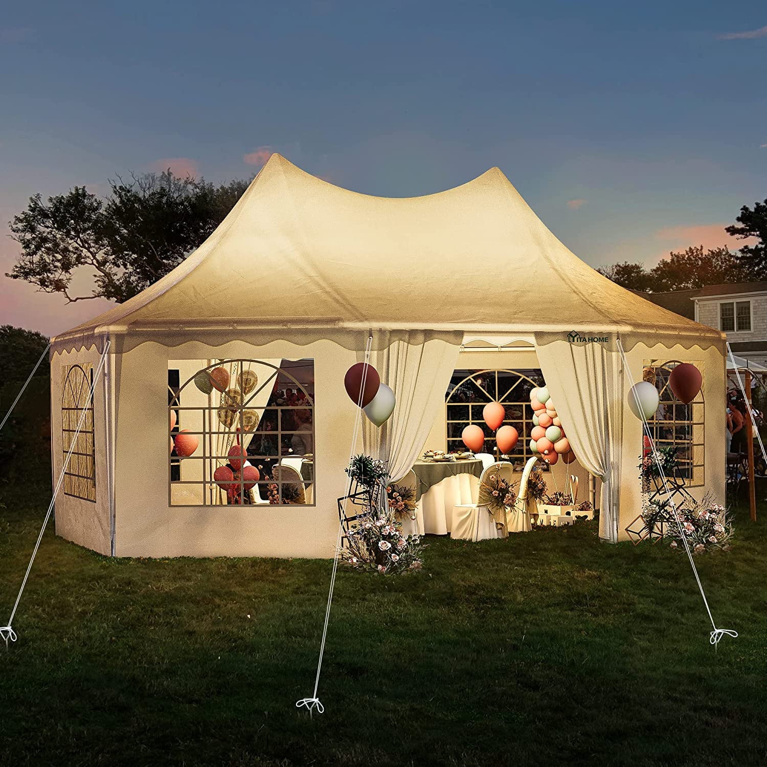 YITAHOME 22x16FT Party Tent Heavy Duty Wedding Canopy Event Shelter Upgraded Ripple Gazebo Large with Roof Removable Sidewalls Commercial