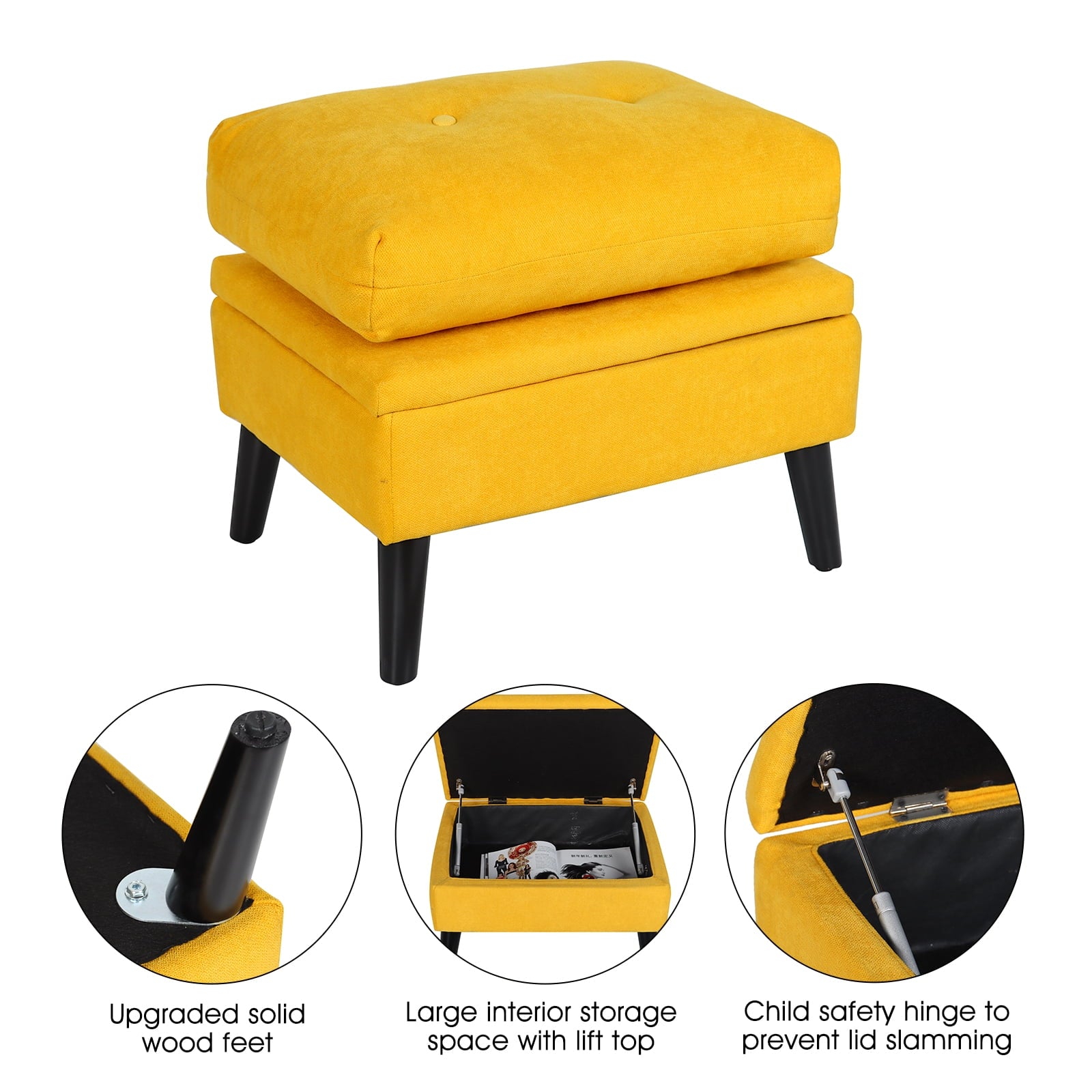 July's Song Accent Chair with Ottoman with Adjustable Backrest,Comfy Read Chair for Living Room with Side Pocket,Recliner Armchair and Ottoman for Bedroom,Yellow