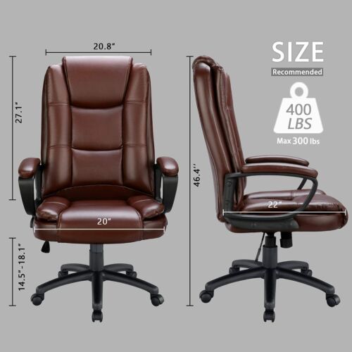 Office Armchair 400LBS High Back Cushion Lumbar Back Support Big Tall Adjustable