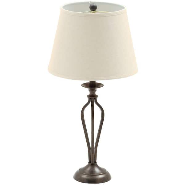 Rhodes 28 in. Bronze Table Lamp with Natural Linen Shade