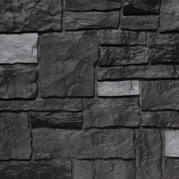 NovikStone AC Artisan Cut (20.3 in. x 45 in.) Stone Siding in Carbon (10 Panels Per Box, 49.3 sq. ft.)