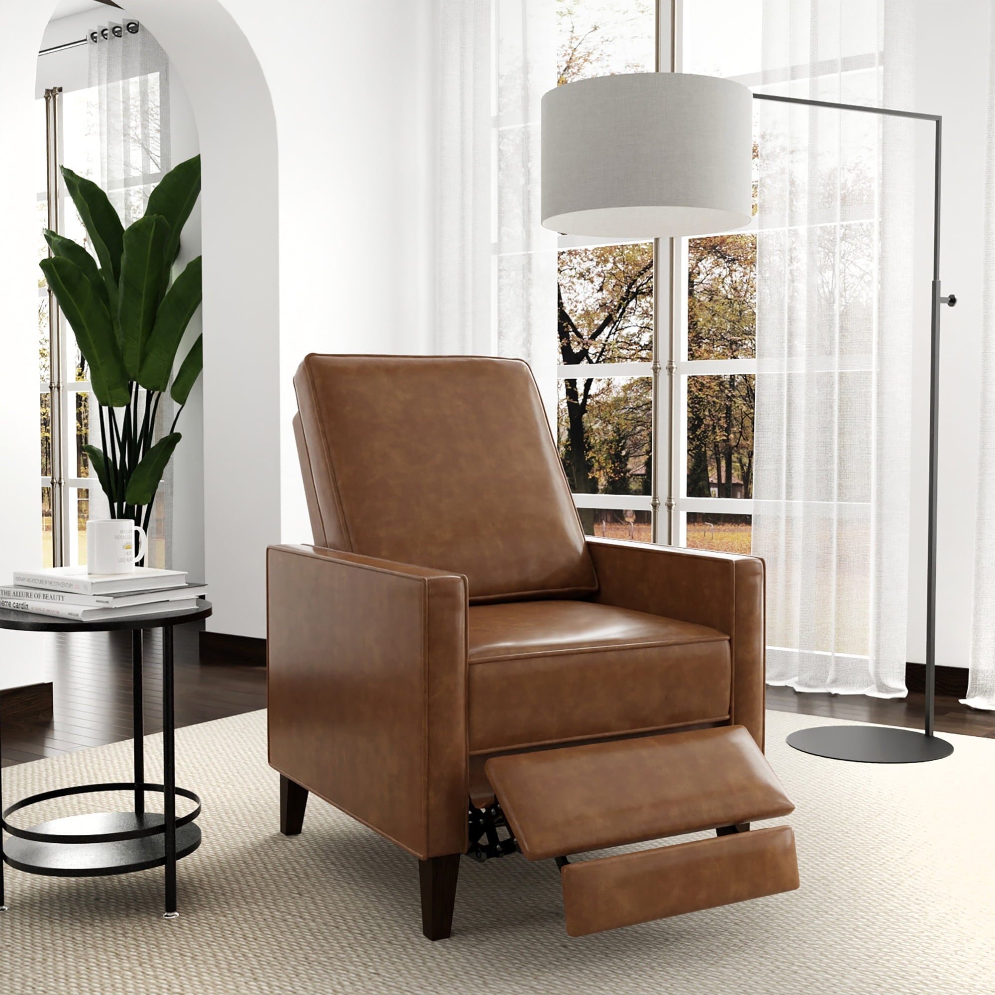 Hillsdale Jianna Faux Leather Push Back Recliner, Saddle Brown