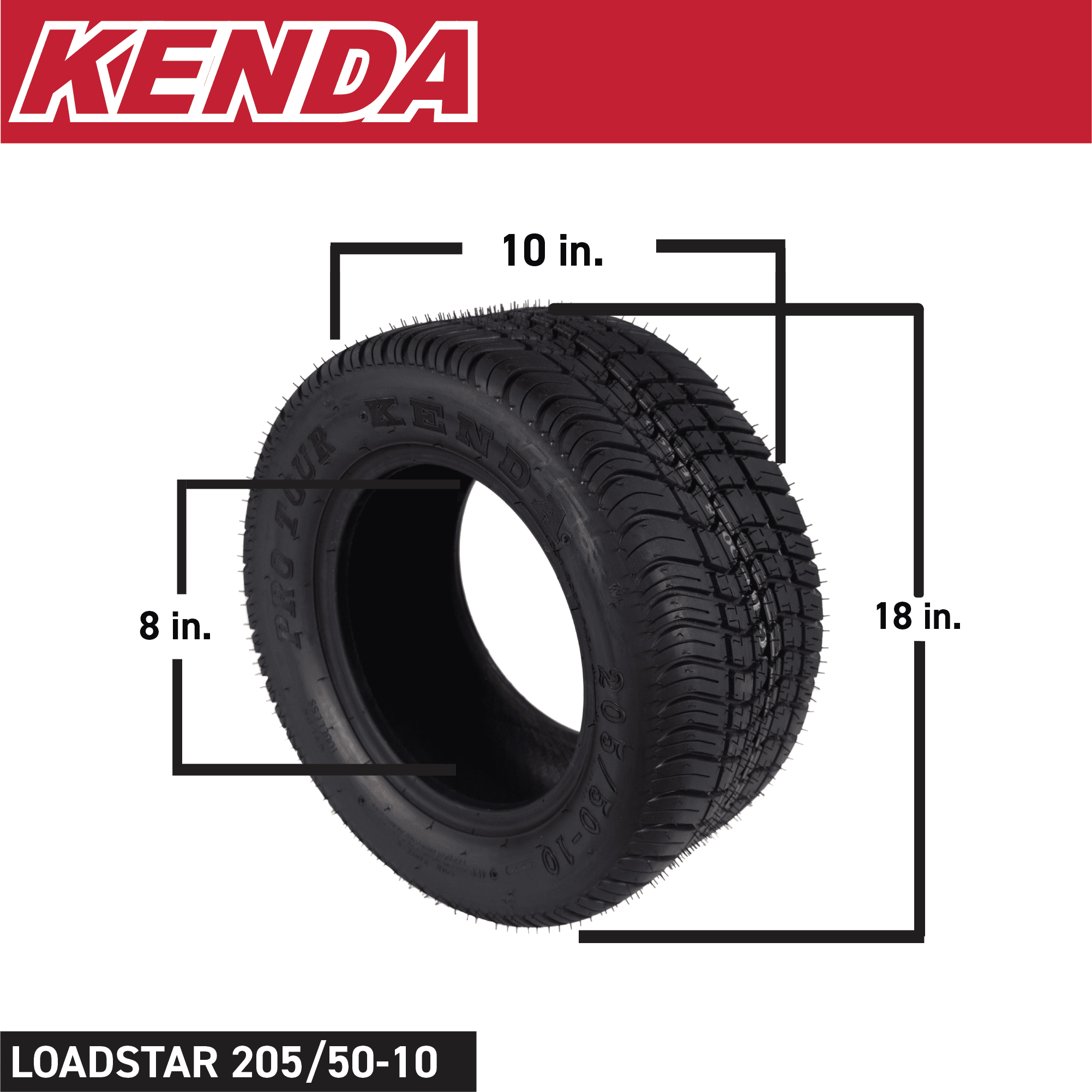 Kenda 277010N4 205/50-10 Pro Tour 4 Ply Tubeless Golf Cart Tires 2 Pack