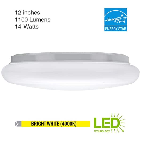 12 in. Round LED Flush Mount Ceiling Light 1000 Lumens Closet Bathroom Lighting Hallway 120-277 Volt 4000K Bright White