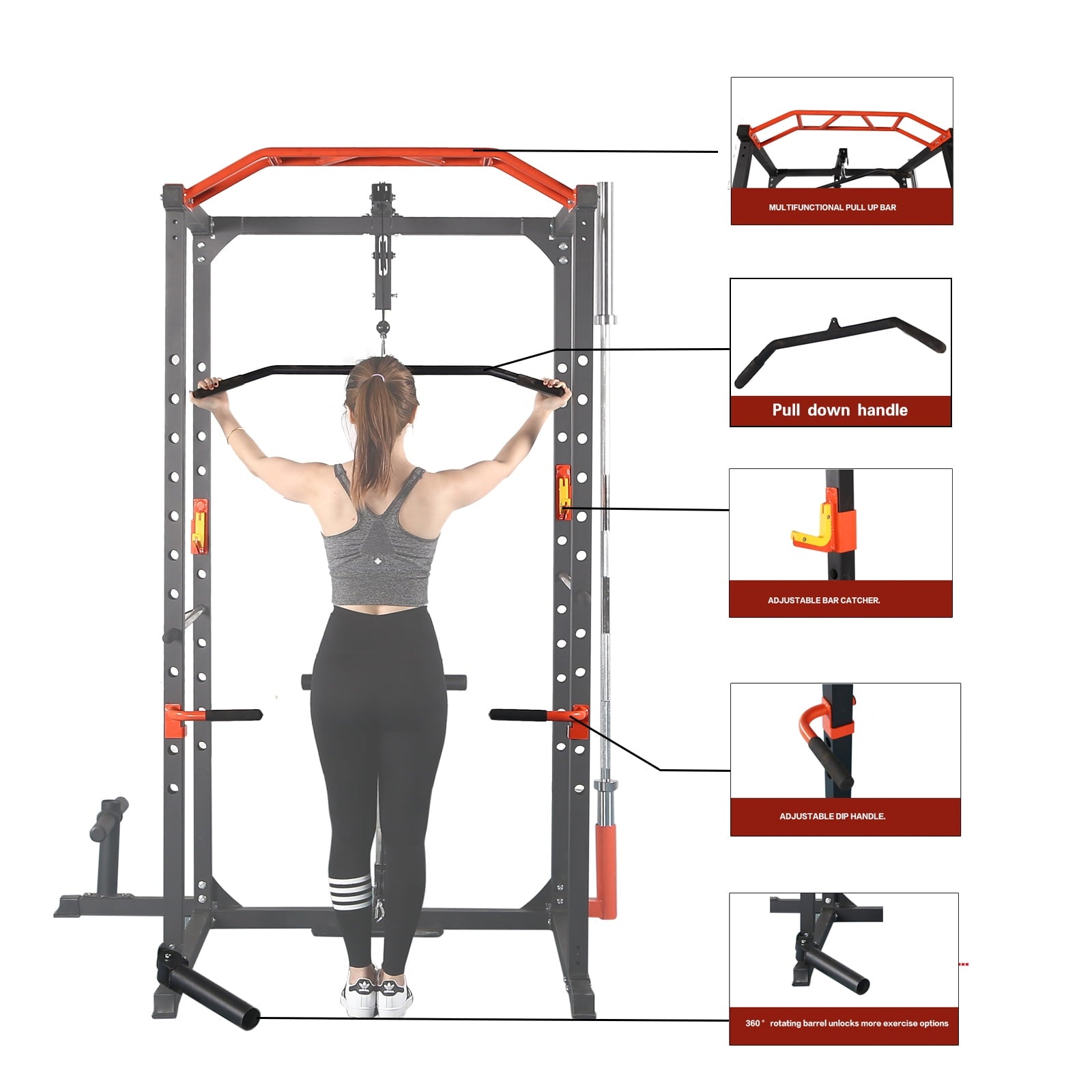 Best Multifunctional Barbell Rack 1400LBS Capacity Barbell Weight Rack Home Gym Fitness Adjustable Squat Rack Weight Lifting Bench Press Push-ups