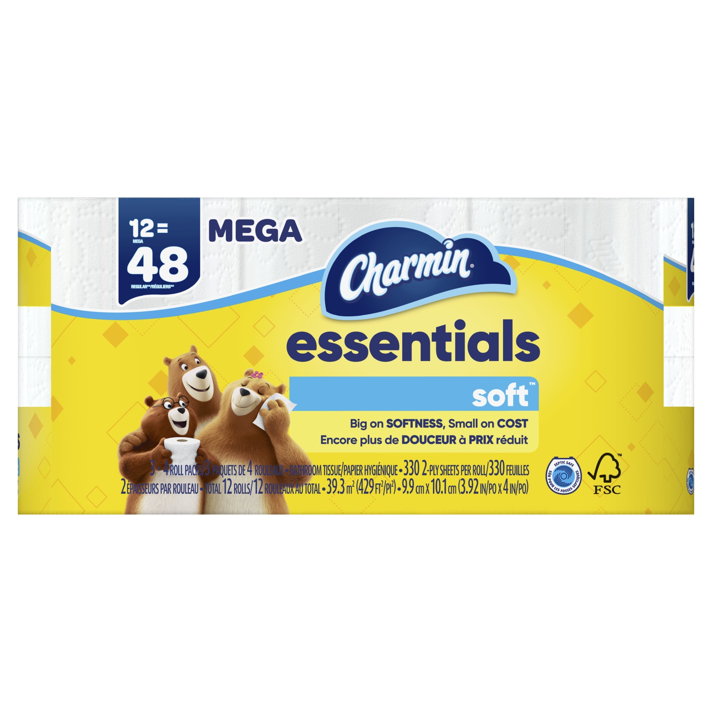 Charmin Essentials Soft Toilet Paper, 12 Mega Rolls