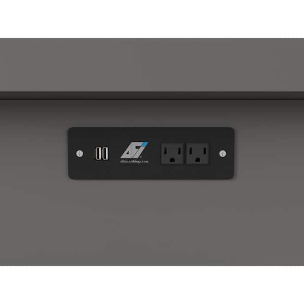 Sydney Queen Grey Wood Murphy Bed Chest with Mattress, Storage & Built-in Charging