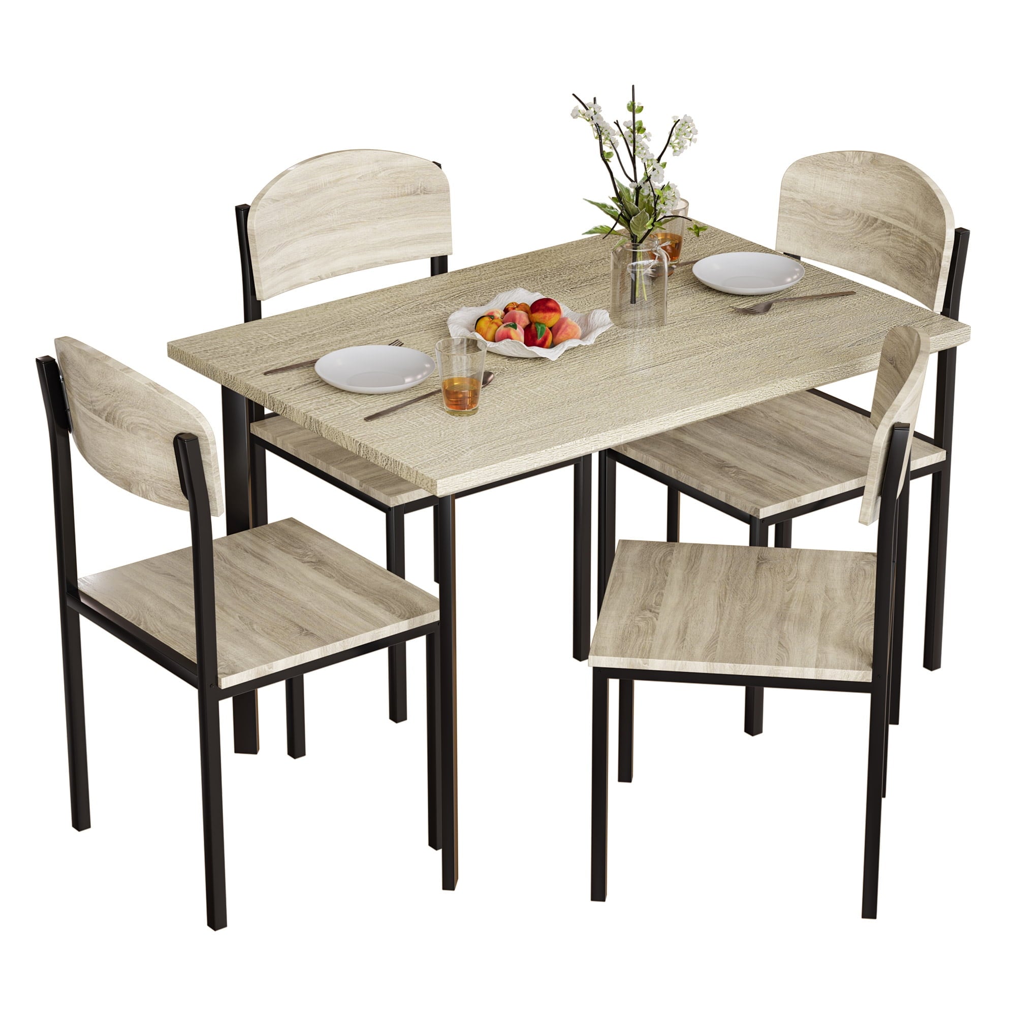 Dextrus 5 Piece Dining Set, Modern Wood Metal 42