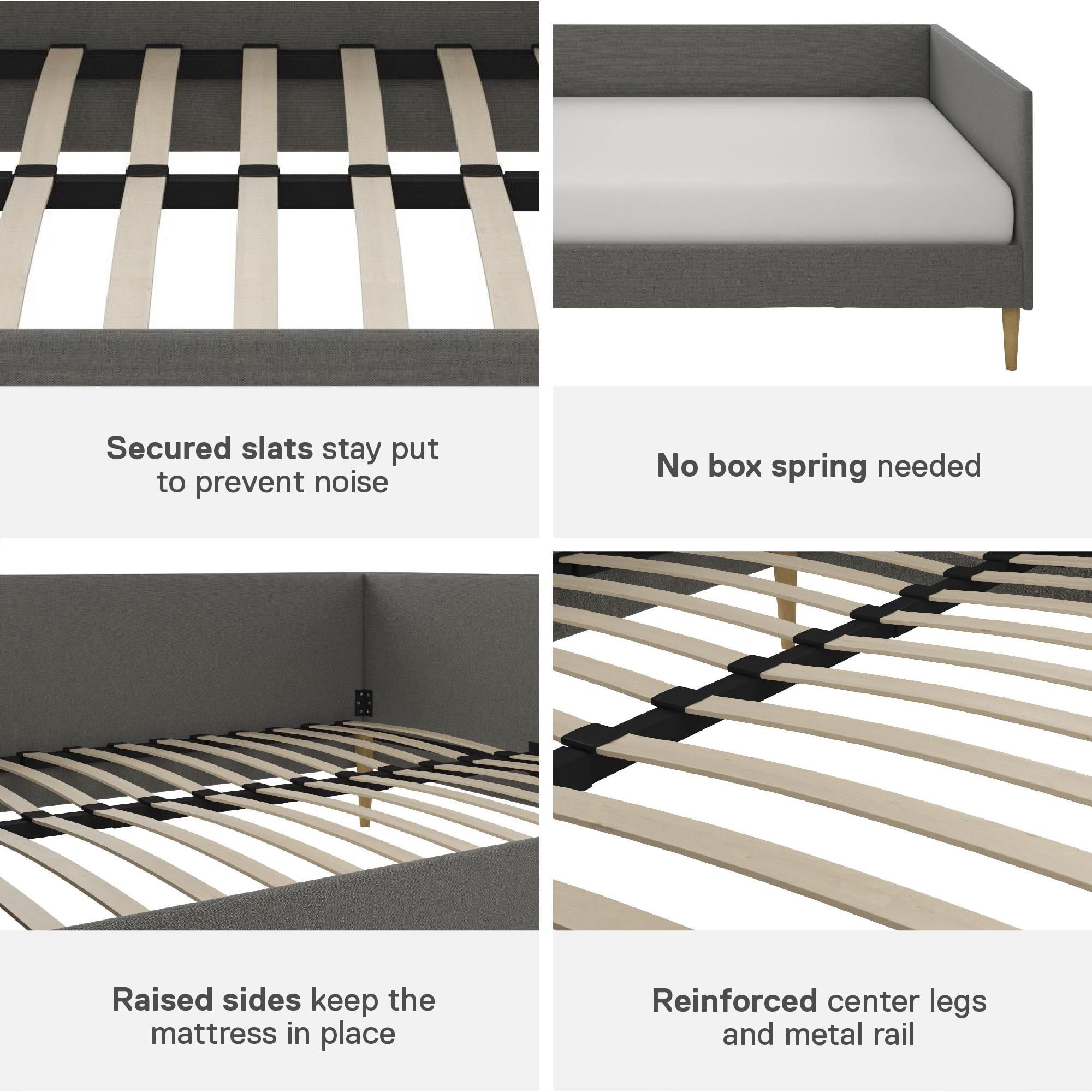 DHP Franklin Mid-Century Upholstered Daybed Frame, Gray Linen, Queen