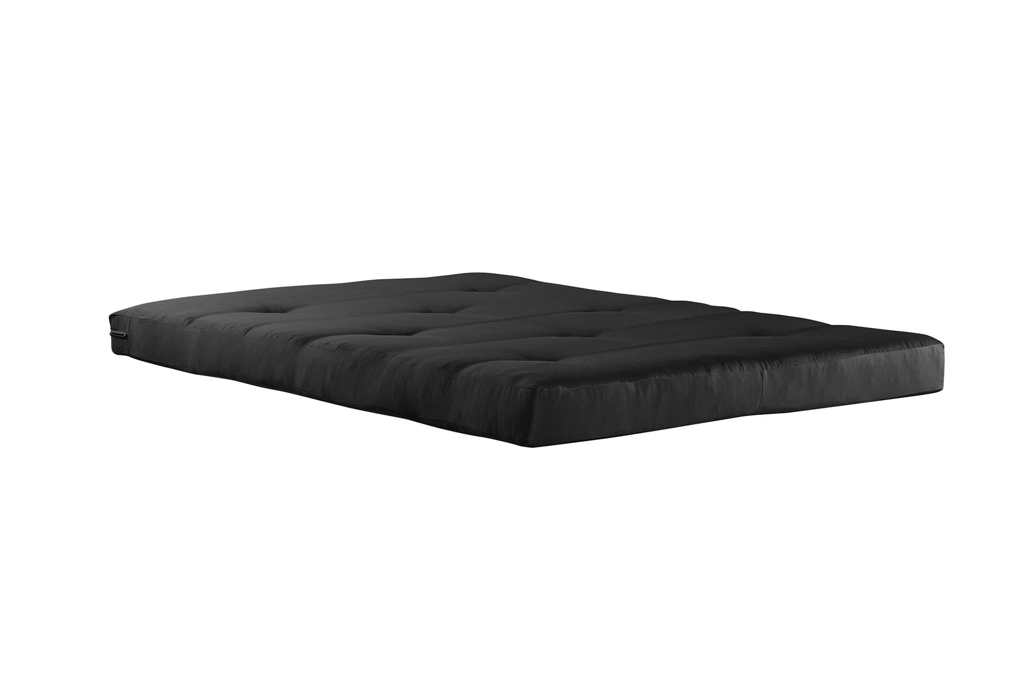 DHP Caden 6 Inch Futon Mattress with Tufted Cover and Recycled Polyester Fill, Full, Black