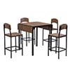 Paproos 5 Piece Dining Table Set, Brown Finish Dining Table and 4 Chairs Set, Counter Height Drop Leaf Dining Table and Chair Set for Dining Room Breakfast Nook, Space Saving Kitchen Dinette Set for 4